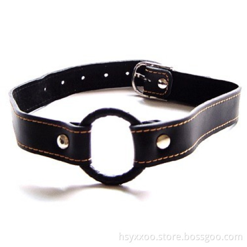 New Sex Toys Black Leather or Pvc Mouth Ring Band Open Mouth Gag O Ring for Women